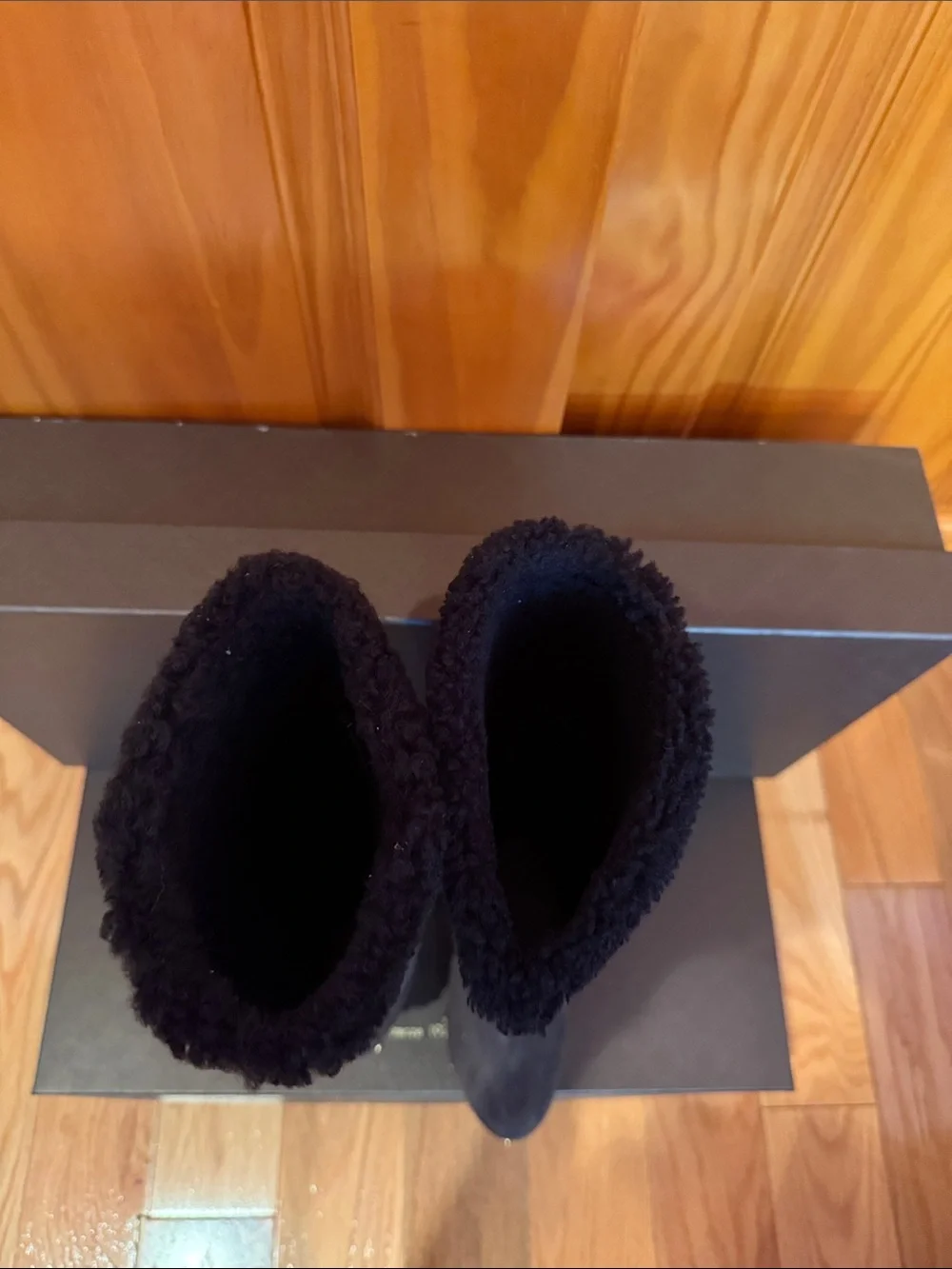 Gucci Black Suede  Shearling Stud Boots